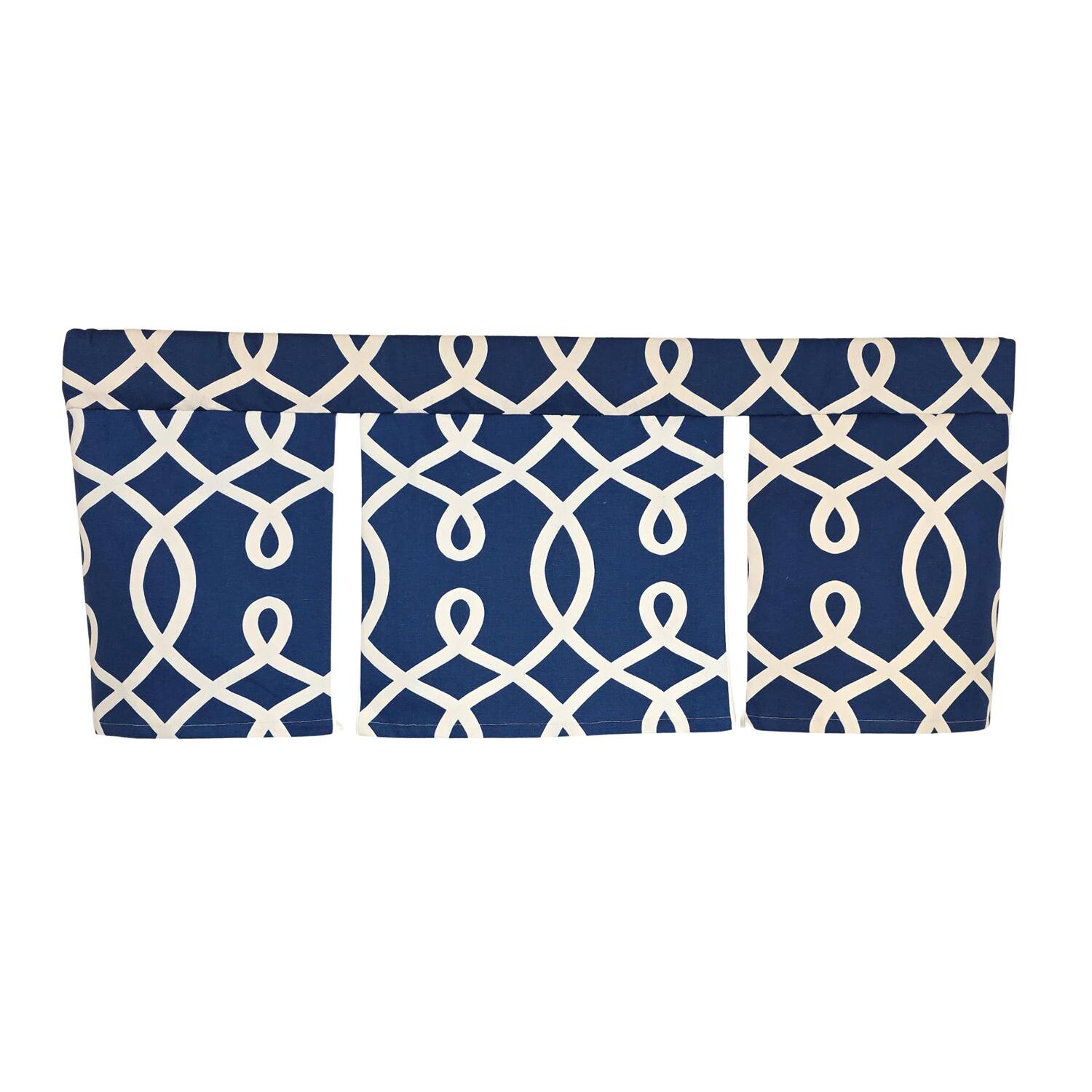 Left. RLF Home - RLF Home Oblique Pleated Window Valance 100% Cotton Rod Pocket 50" x 17" Blue - Blue.