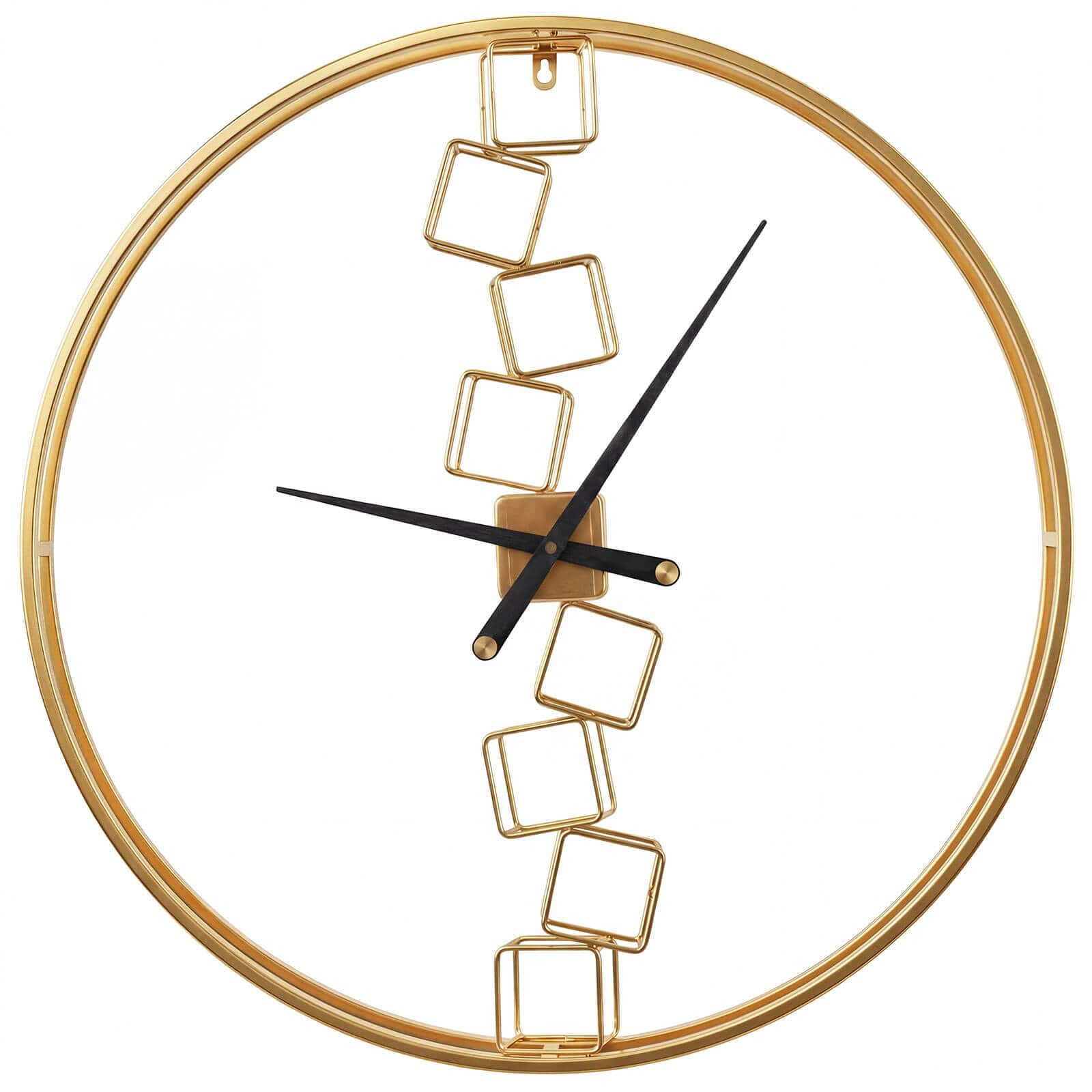 Costway - Large Wall Clock,27" Nordic Style Big Metal Clock, Non-Ticking Decorative Clock - Yellow