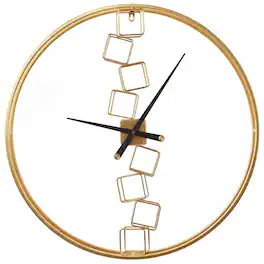 Costway - Large Wall Clock,27" Nordic Style Big Metal Clock, Non-Ticking Decorative Clock - Yellow