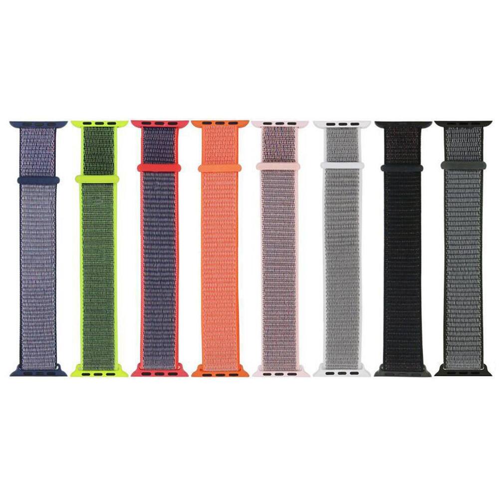 Back. StrapsCo - Everyday Comfort Nylon Watch Band For Apple Watch - 44mm/45mm/46mm/49mm - Red & Grey.