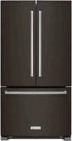KitchenAid - 20 Cu. Ft. French Door Counter-Depth Refrigerator - Black stainless steel - Front_Zoom