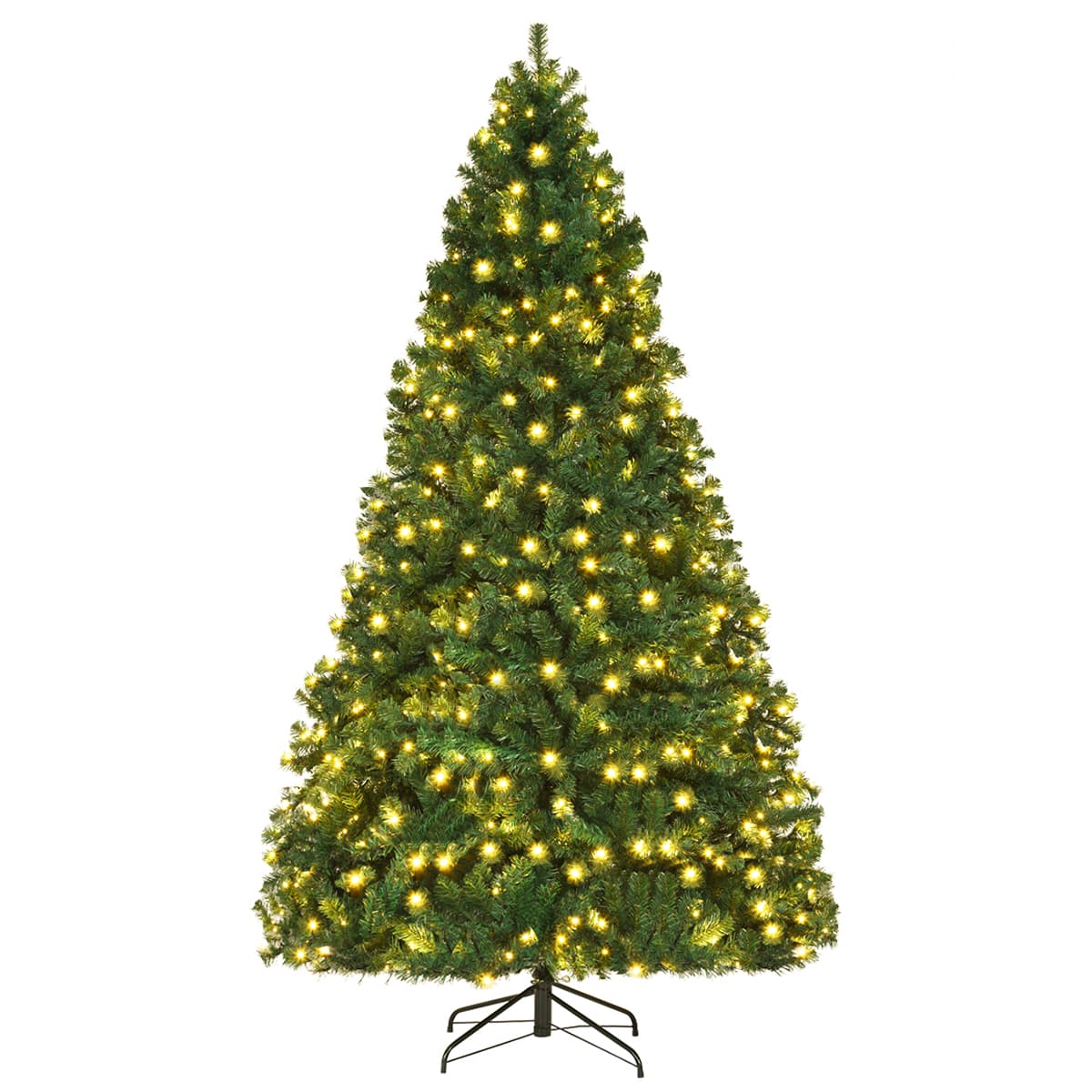 Front. Costway - 8Ft Pre-Lit Hinged PVC Christmas Tree 430 LED Lights - Green.