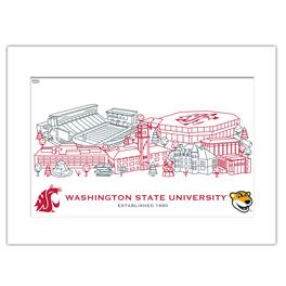 Indigo Falls - Washington State Cougars 11" x 14" Matted Campus Wall Art Collage - Multicolor