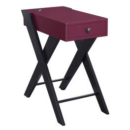 Manhattan Lane - Wooden Frame Side Table with X Shaped Legs and 1 Drawer - Purple and Black