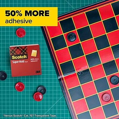 50% MORE adhesive

Scotch Super-Hold Tape
3M

Versus Scotch Cat. 157 Transparent Tape