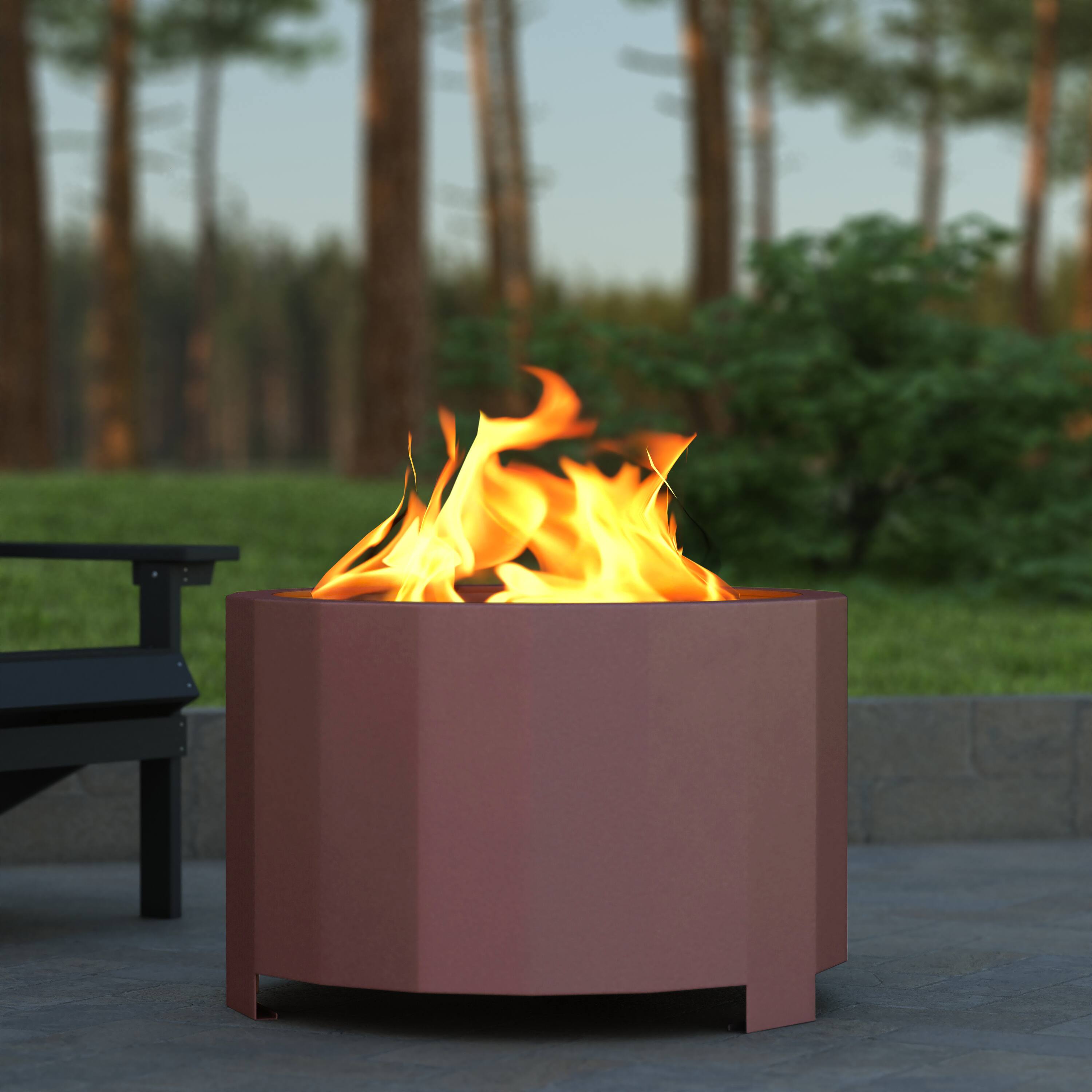 Alt View 5. Emma + Oliver - Hestia Steel Portable Smokeless Wood Burning Firepit with Waterproof Cover for Outdoor Use - Bronze.