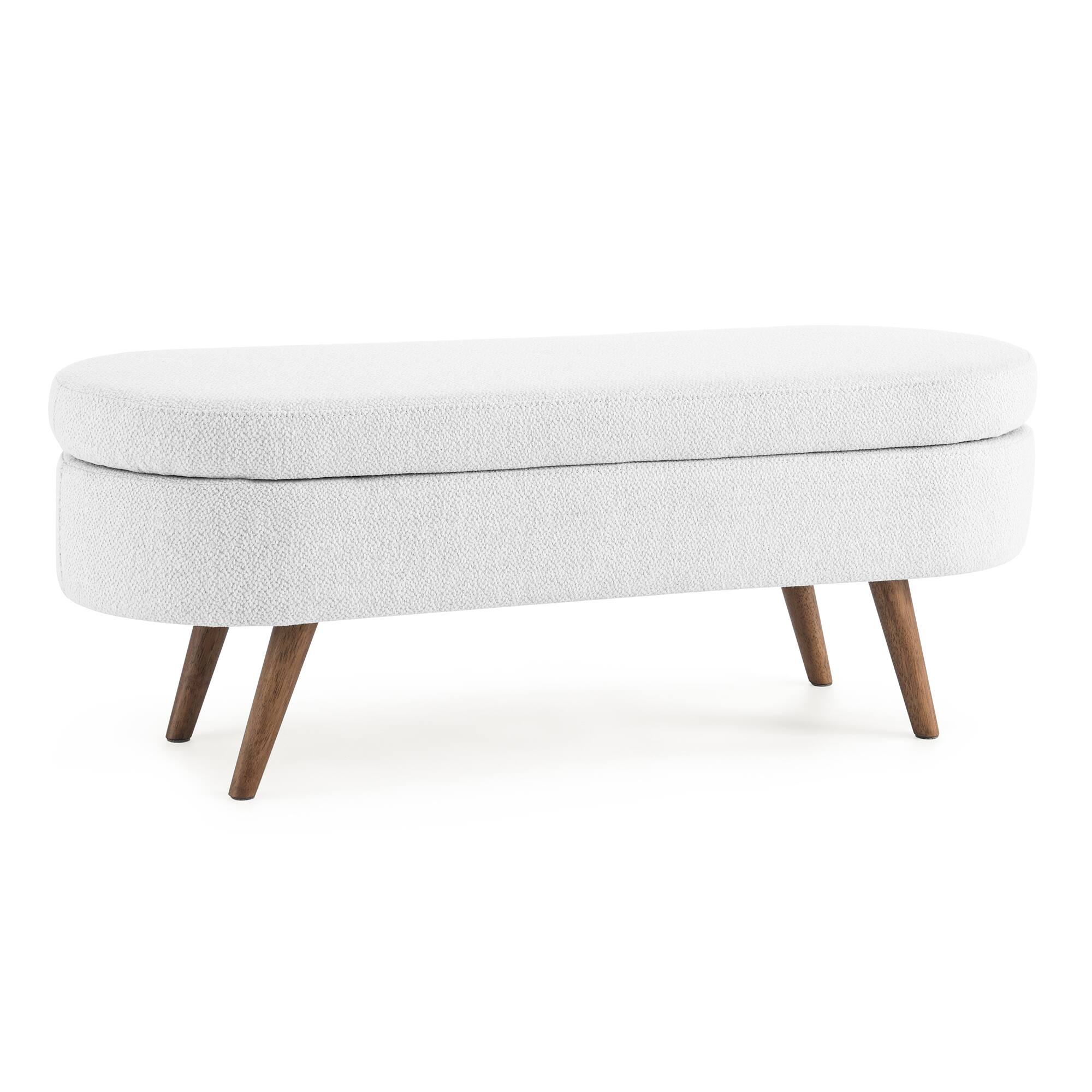 Alt View 3. GOODSILO - Elegant Fabric Storage Ottoman Bench with Wooden Legs for Living Room or Bedroom Footrest and Seating - White.