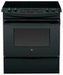 GE - 4.4 Cu. Ft. Self-Cleaning Slide-In Electric Convection Range - Black - Larger Front