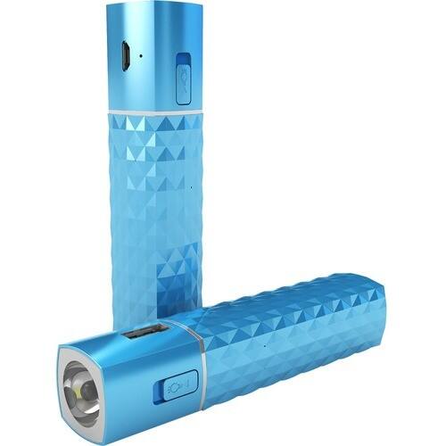 Front Standard. Hipstreet - Portable Power Bank and LED Flashlight - Blue.