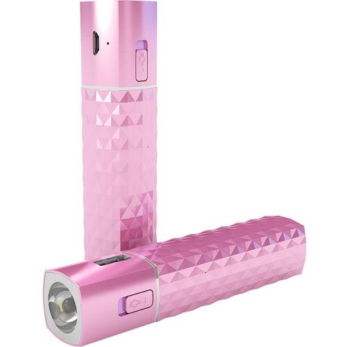 Front Standard. Hipstreet - Portable Power Bank and LED Flashlight - Pink.