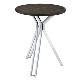Manhattan Lane - 43 Inch Modern Bar Table, Round Top, Polished Chrome Angled Legs - Gray, Chrome