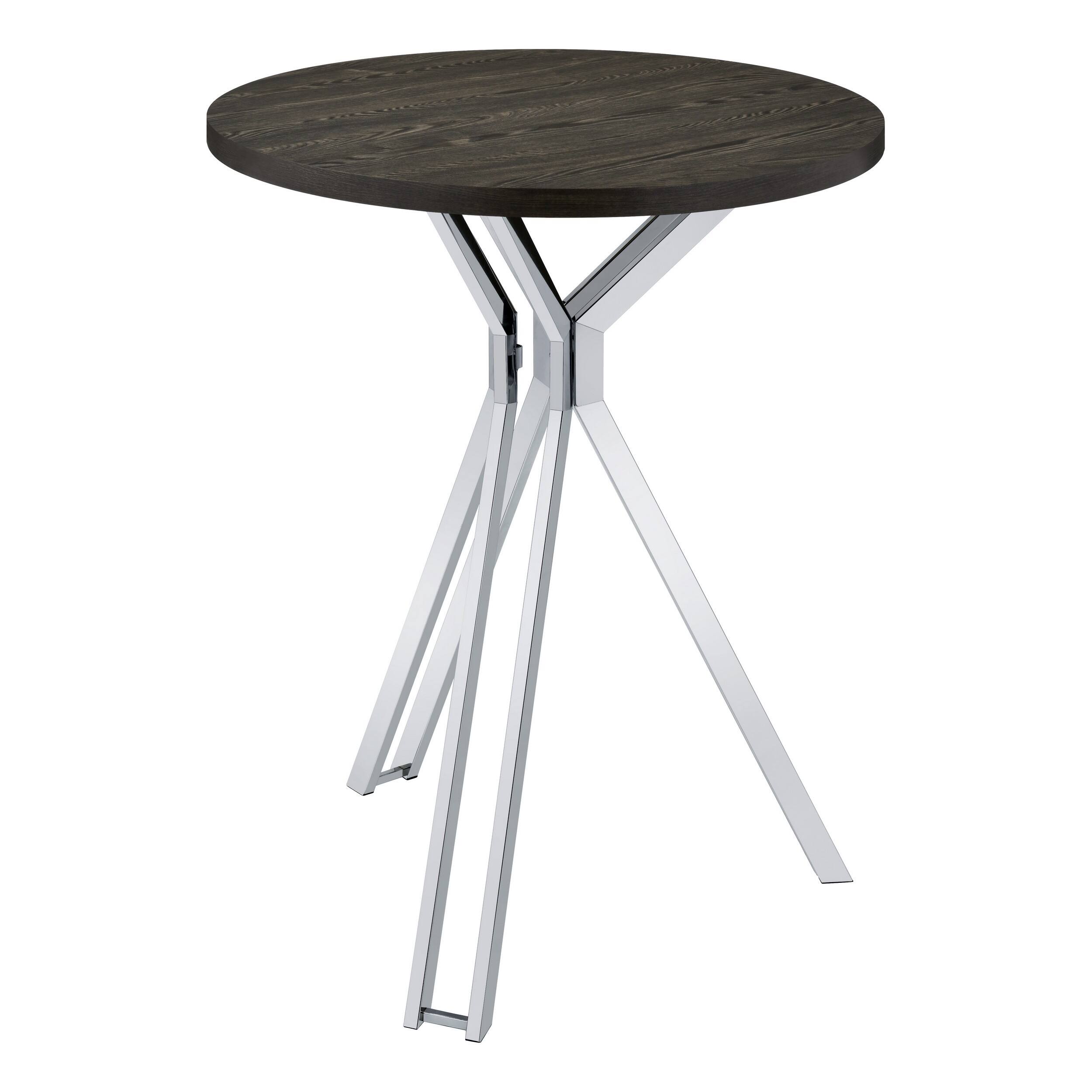 Front. Manhattan Lane - 43 Inch Modern Bar Table, Round Top, Polished Chrome Angled Legs - Gray, Chrome.