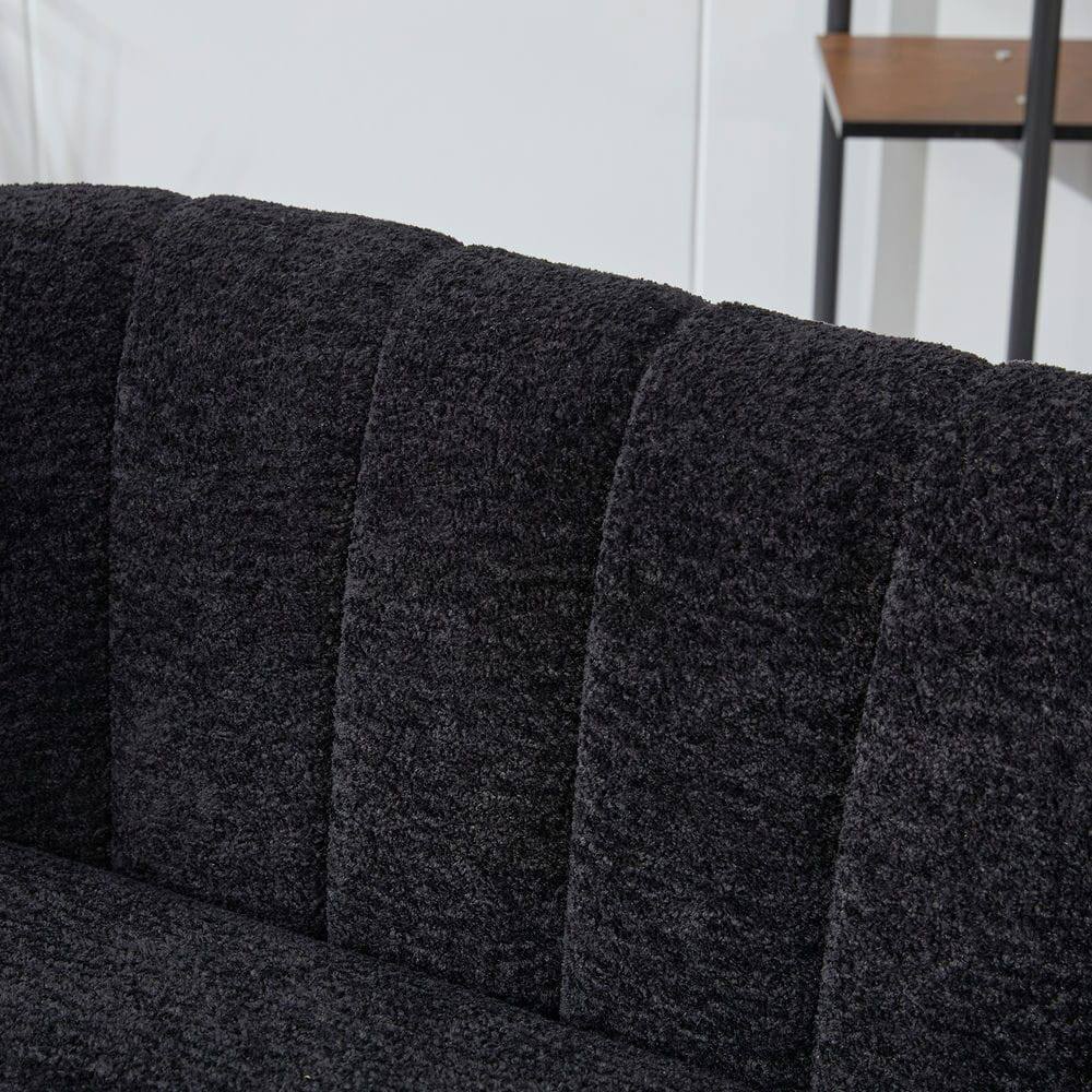 Alt View 4. Kadyn - 50.2'' Wide Upholstered Mini Loveseat Accent Couch, Modern Settee with Metal Legs, 2-Seater Sofa for Living Room, Black - Black.