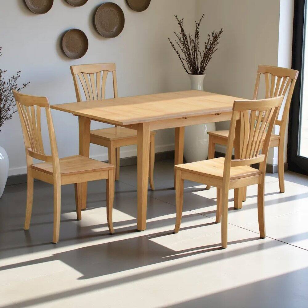 Alt View 1. FurniFact - Elegant Wooden Dining Table Set – Kitchen Table and Chairs for 4 - Oak.