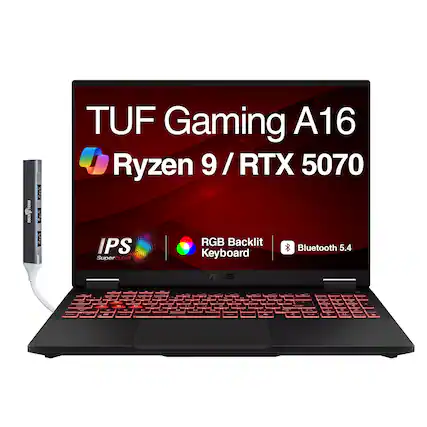 TUF Gaming A16 Ryzen 9 / RTX 5070 IPS RGB Backlit Bluetooth 5.4 Super CLEAR Keyboard