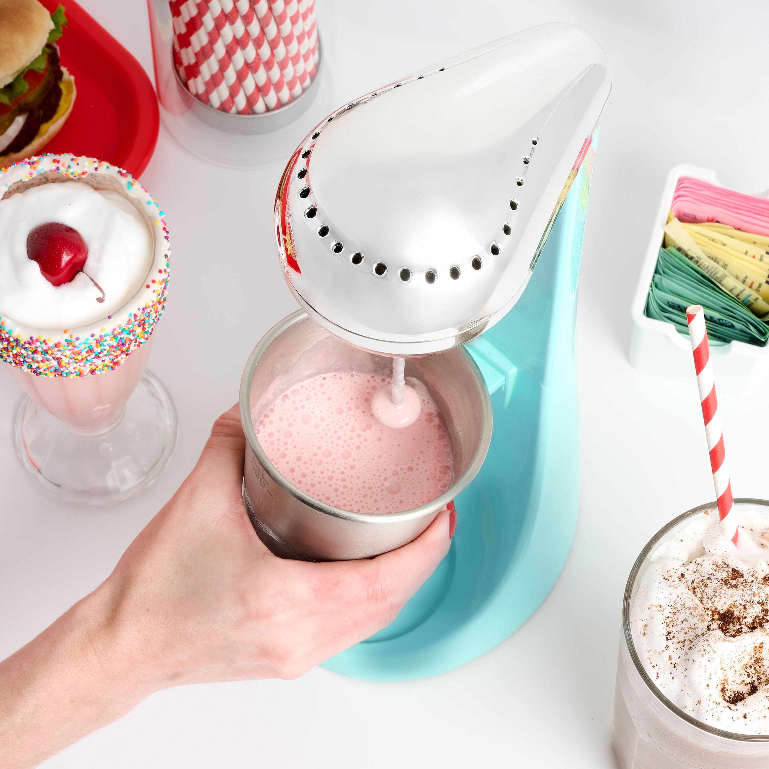 Alt View 2. Nostalgia - Two-Speed Milkshake Maker - Aqua.