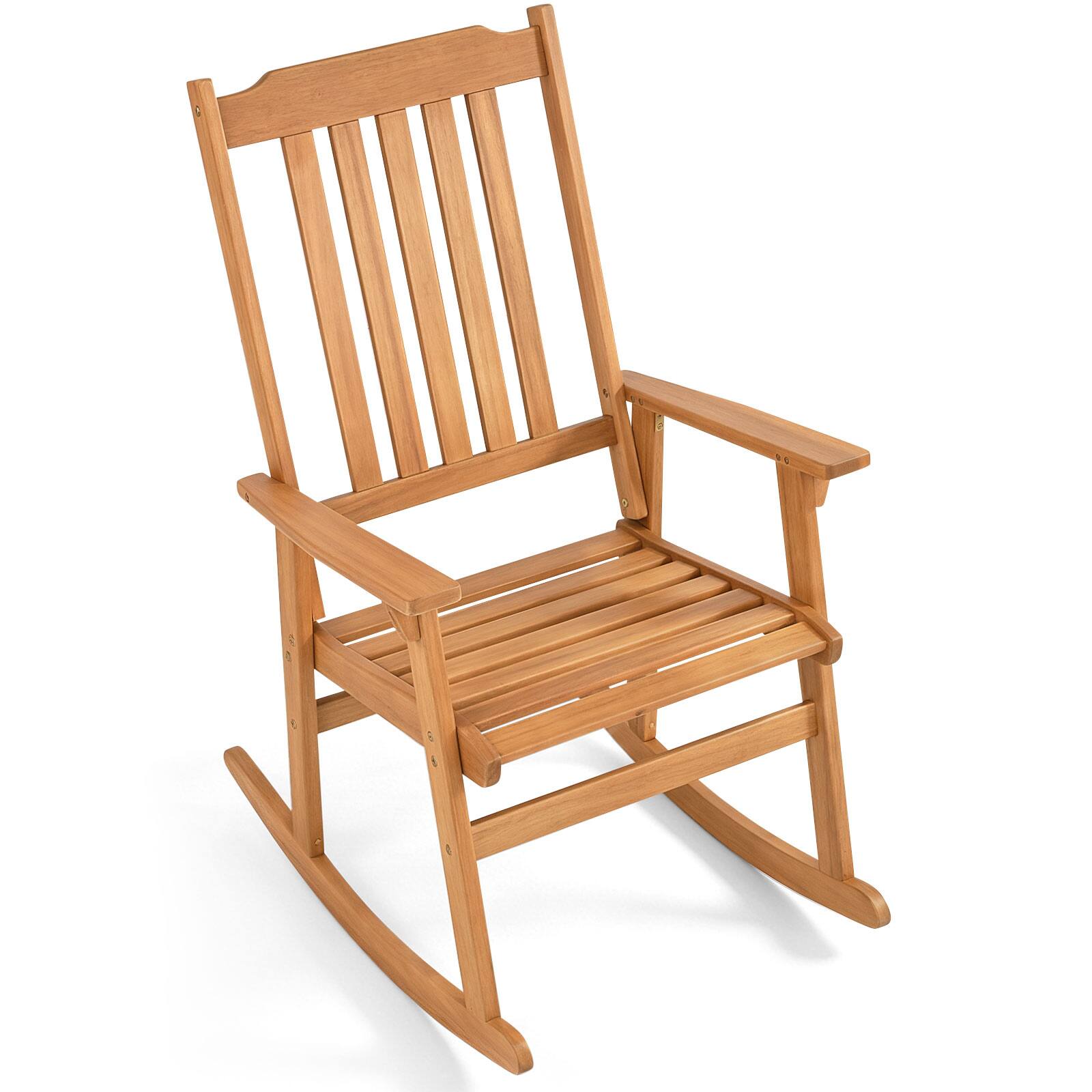 Alt View 8. Gymax - Gymax Outdoor Rocking Chair w/High Back Wide Seat & Armrests 400 LBS Rocker Chair - Yellow.