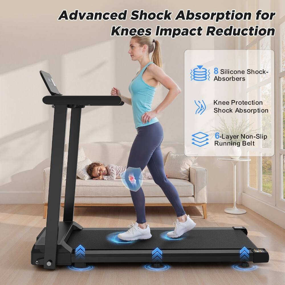 Advanced Shock Absorption for Knees Impact Reduction  
8 Silicone Shock-Absorbers  
Knee Protection Shock Absorption  
6-Layer Non-Slip Running Belt