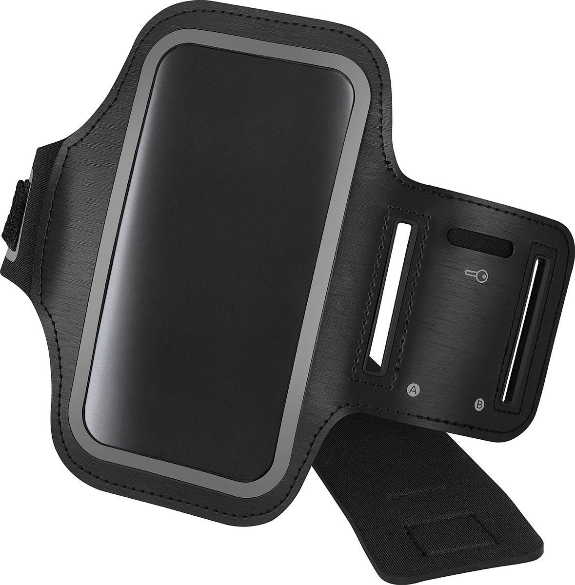 Insignia™ - Fitness Armband Carrying case for Apple® iPhone® XS, X, 8, 7, SE (2nd edition) and Samsung Galaxy S10e and s9 - Black