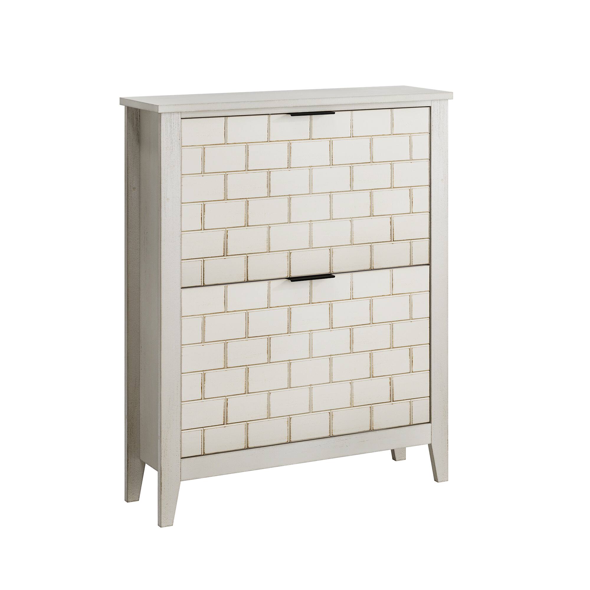 Front. Spaco - Spaco 2-Layer 31.5" Retro Shoe Cabinet,Mid Century Vintage Freestanding Shoe Storage with Flip Drawers for Hallway Entry - White.