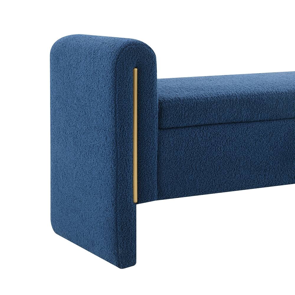 Alt View 4. Ropilly - Ropilly Navy Blue Teddy Storage Bench with Arms, Modern Upholstered Bed End Bench & Window Vanity Stool, 52 Inch - Navy Blue.