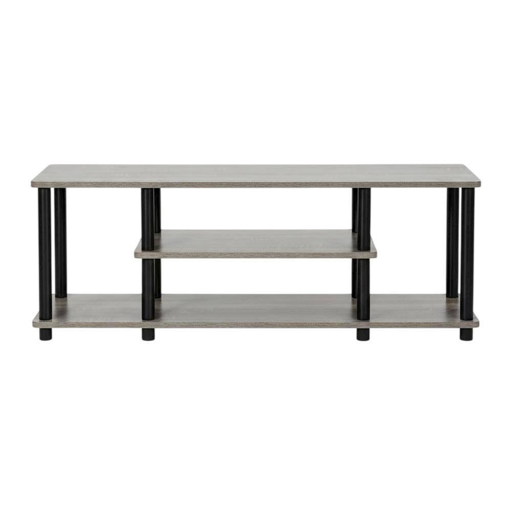 Alt View 3. FurniFact - French Oak Grey TV Stand with 3 Tiers and No Tools Assembly - Gray.