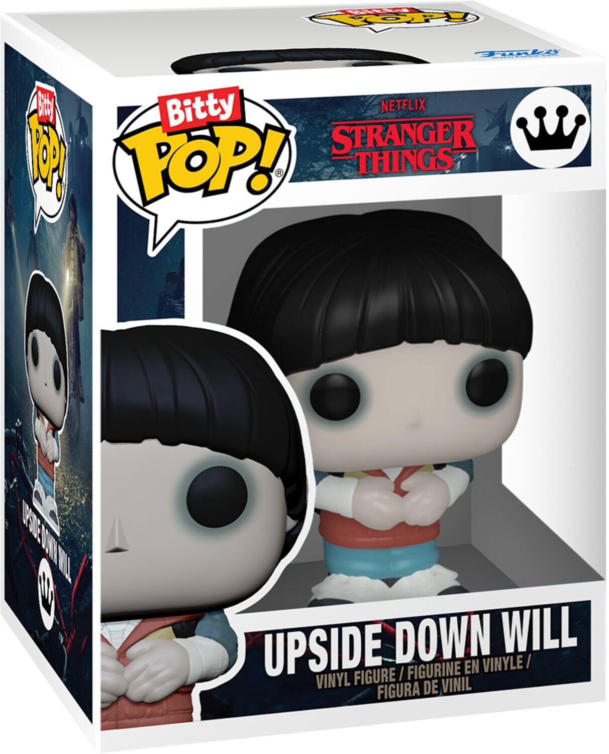 The corrected text is:

"VI OOP Bitty POP! Netflix Stranger Things VSR! Upside Down Will Figurine en Vinyle / Vinyl Figure / Figura de Vinil"