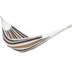 Front. Sunnydaze - 2-Person Woven Cotton Brazilian Hammock - Calming Desert.