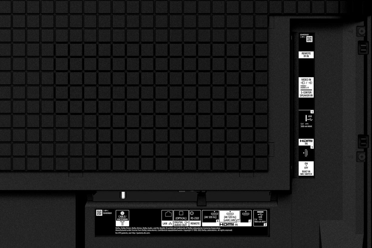 The text on the image is a list of features for a computer monitor. The text has been grouped and corrected as follows:

1. Remote in video input
2. Voice assistant in 1 USB
3. 4K 120Hz
4. Antenna (optical)
5. RS-232C
6. 4 (eARC/ARC)
7. LAN digital
8. Audio remote
9. HOMI in/out
10. Color balance
11. Boby Moon
12. Certified Audio and Video
13. Trademark
14. Dell Laboratories
15. Licensing Corporation
16. Manufactured under sena
17. Confidential unpublished work
18. Proprietary and confidential
19. Thin bezel
20. 900mAh battery