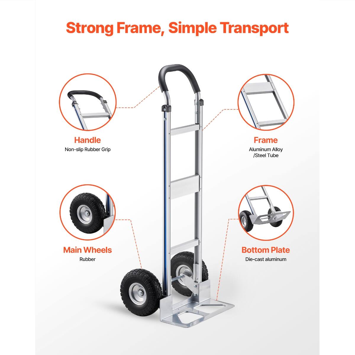 Ropilly 500 lb Hand Truck Aluminum Alloy Dolly with Tie Down Strap and ...