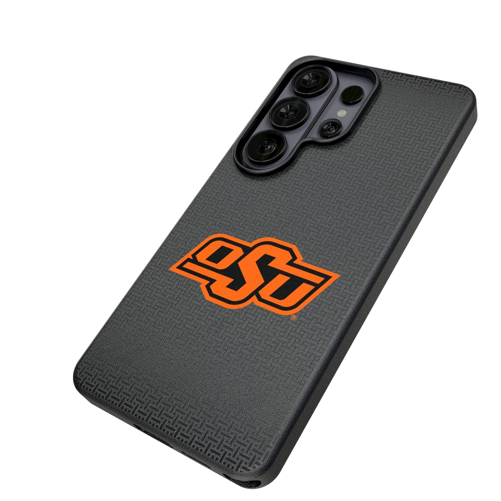 Alt View 1. Keyscaper - Oklahoma State Cowboys Linen Galaxy Magnetic Bump Case - S25 Ultra - Black.