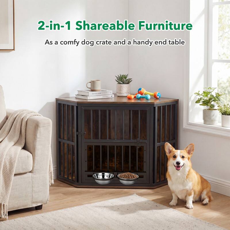 2-in-1 Shareable Furniture  
As a comfy dog crate and a handy end table
