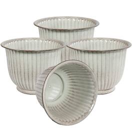 Sunnydaze - Carlotta Metal Planter - 14.75 in - Set of 4 - White Glaze