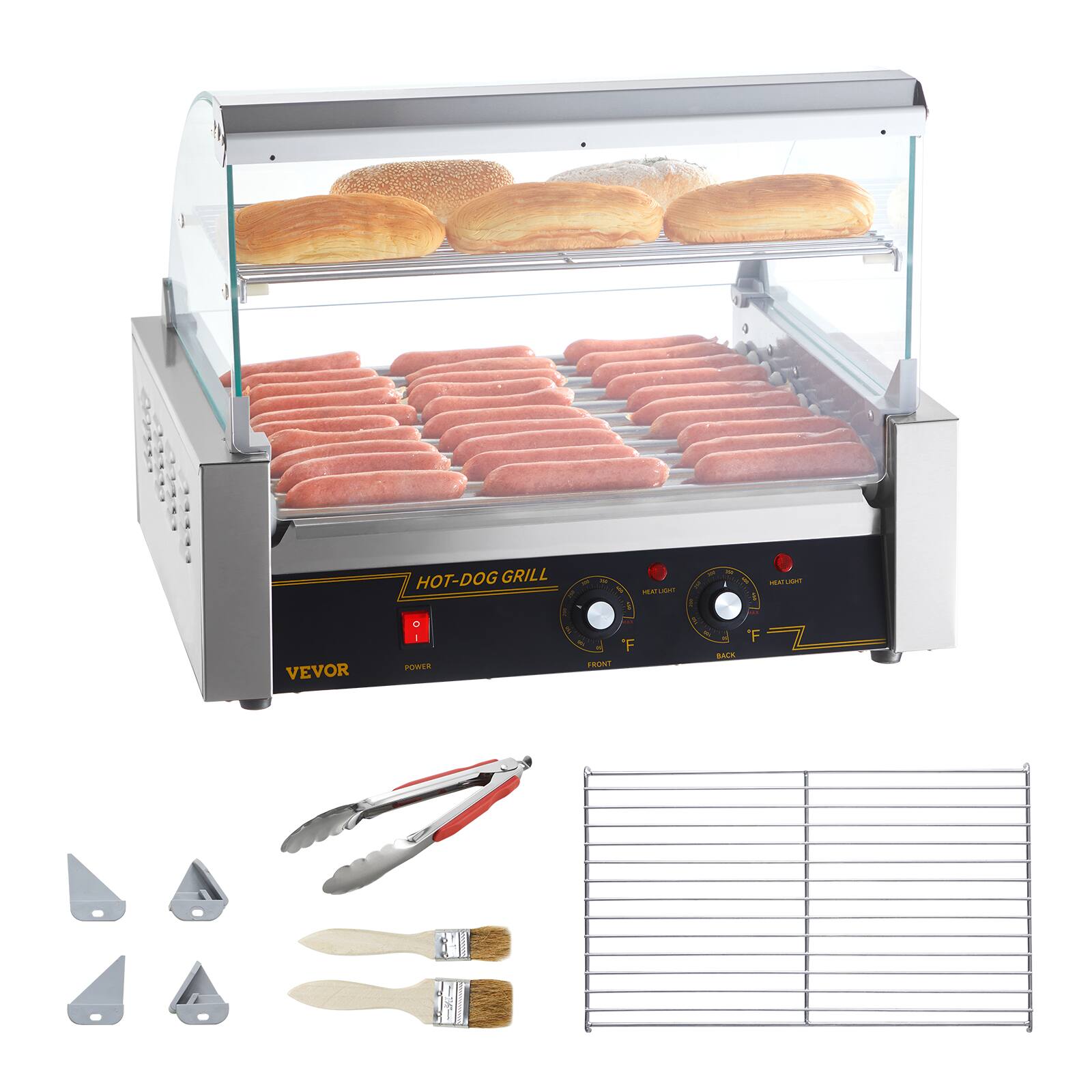 VEVOR  
HOT-DOG GRILL - O 5 | POWER  
Top HEATLIGHT 1 - F FRONT  
- 50 R BACK  
HEATUSH 500g