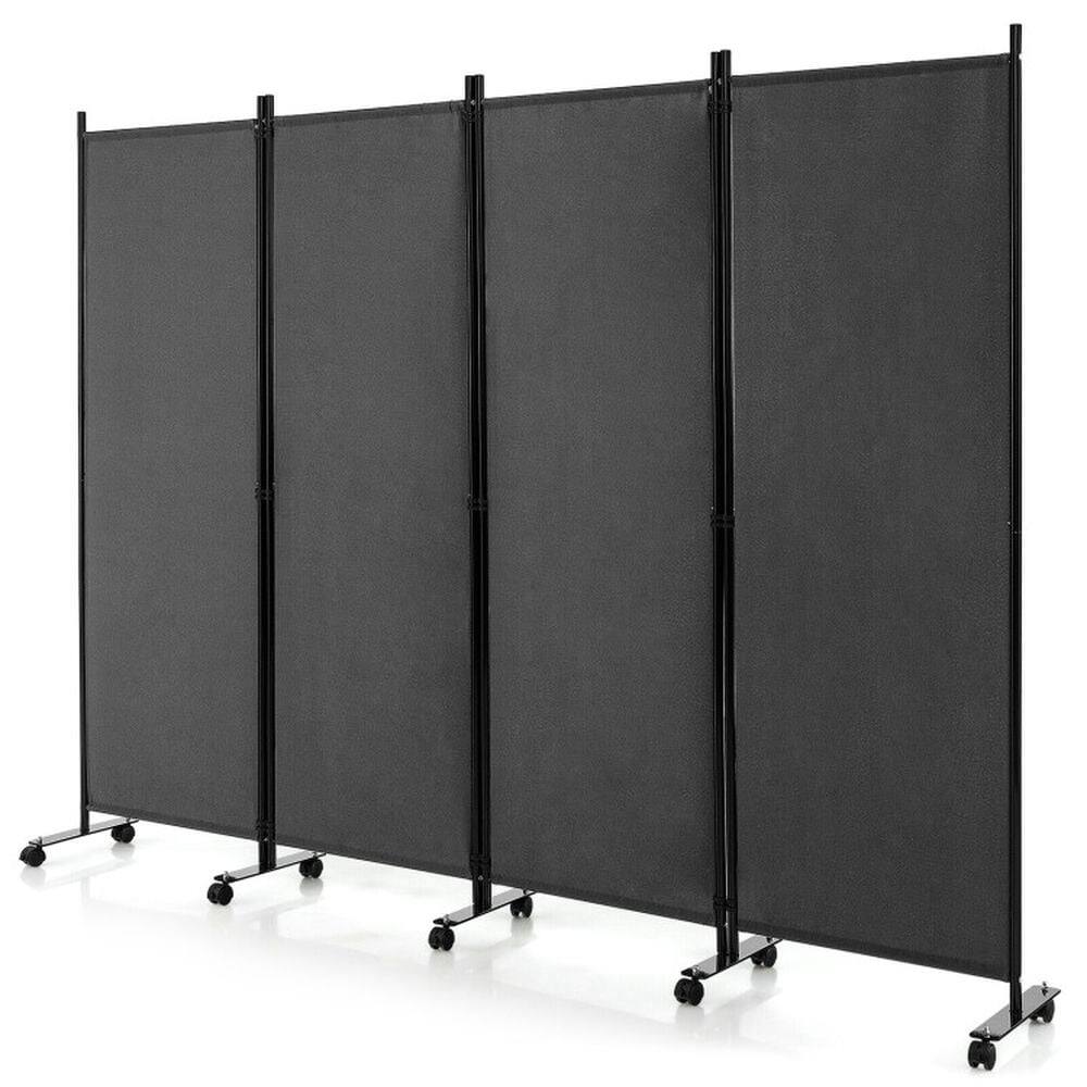 Front. Pefilos - 6 Ft Rolling Privacy Screen, 4-Panel Folding Room Divider, Room Divider with Lockable Wheels for Indoor as Home, Room - Gray.