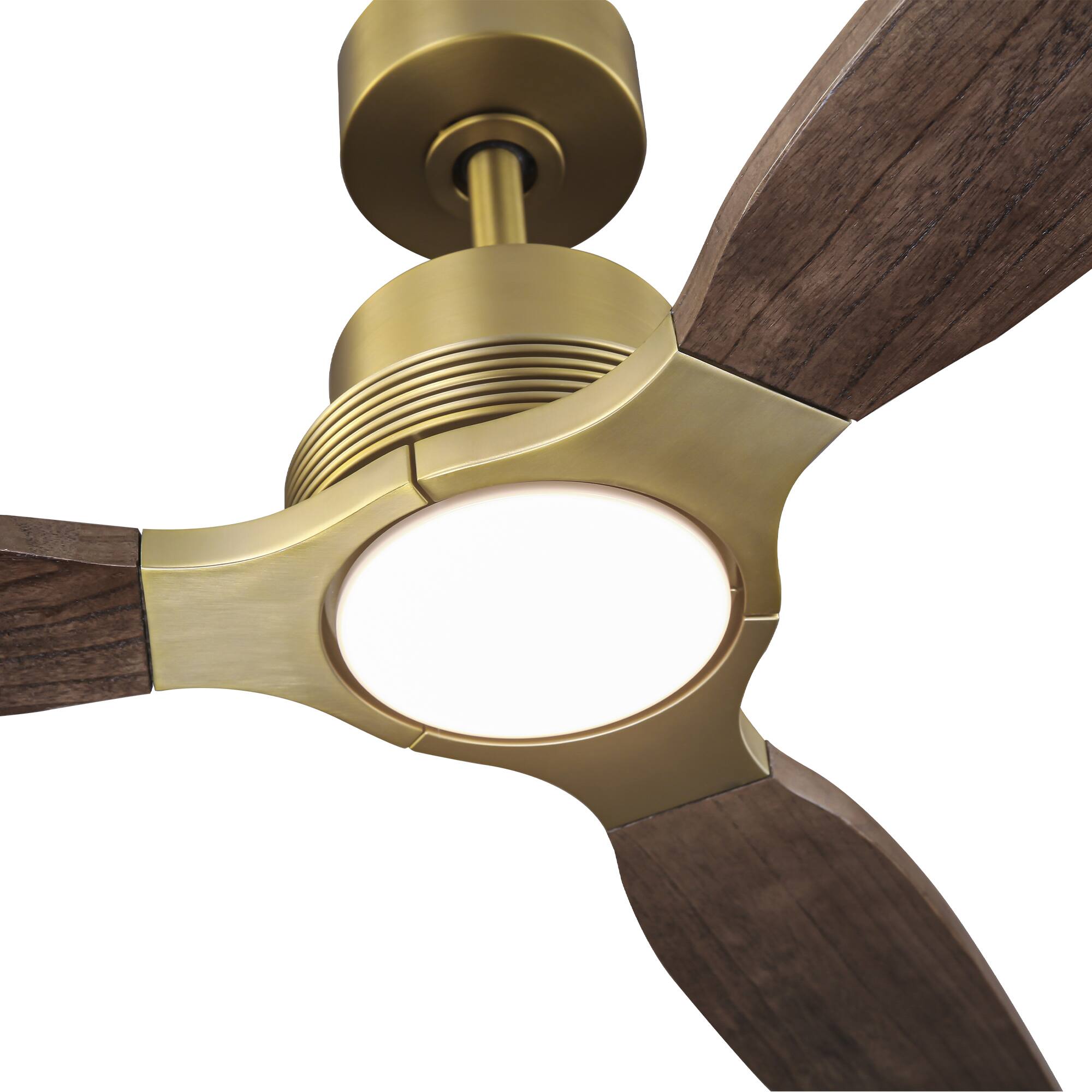 Alt View 8. Parrot Uncle - 56" Modern Solid Wood Diammable LED Ceiling Fan with Remote and Light - Gold.