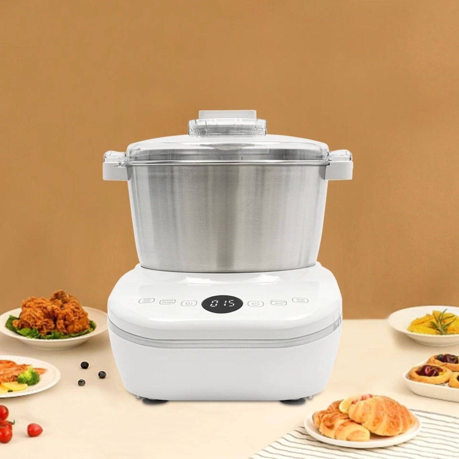 Left. Stock Preferred - Electric Dough Maker Mixer Machine with 5L Bowl - White.