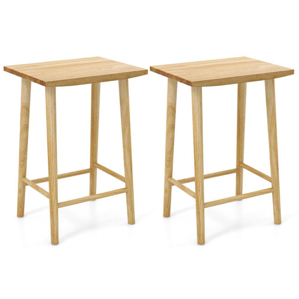 Front. Kadyn - Counter Bar Stools, Dining Stool,25.5 Inch Bar Stools Set of 2 with Footrest-Natural - Brown.
