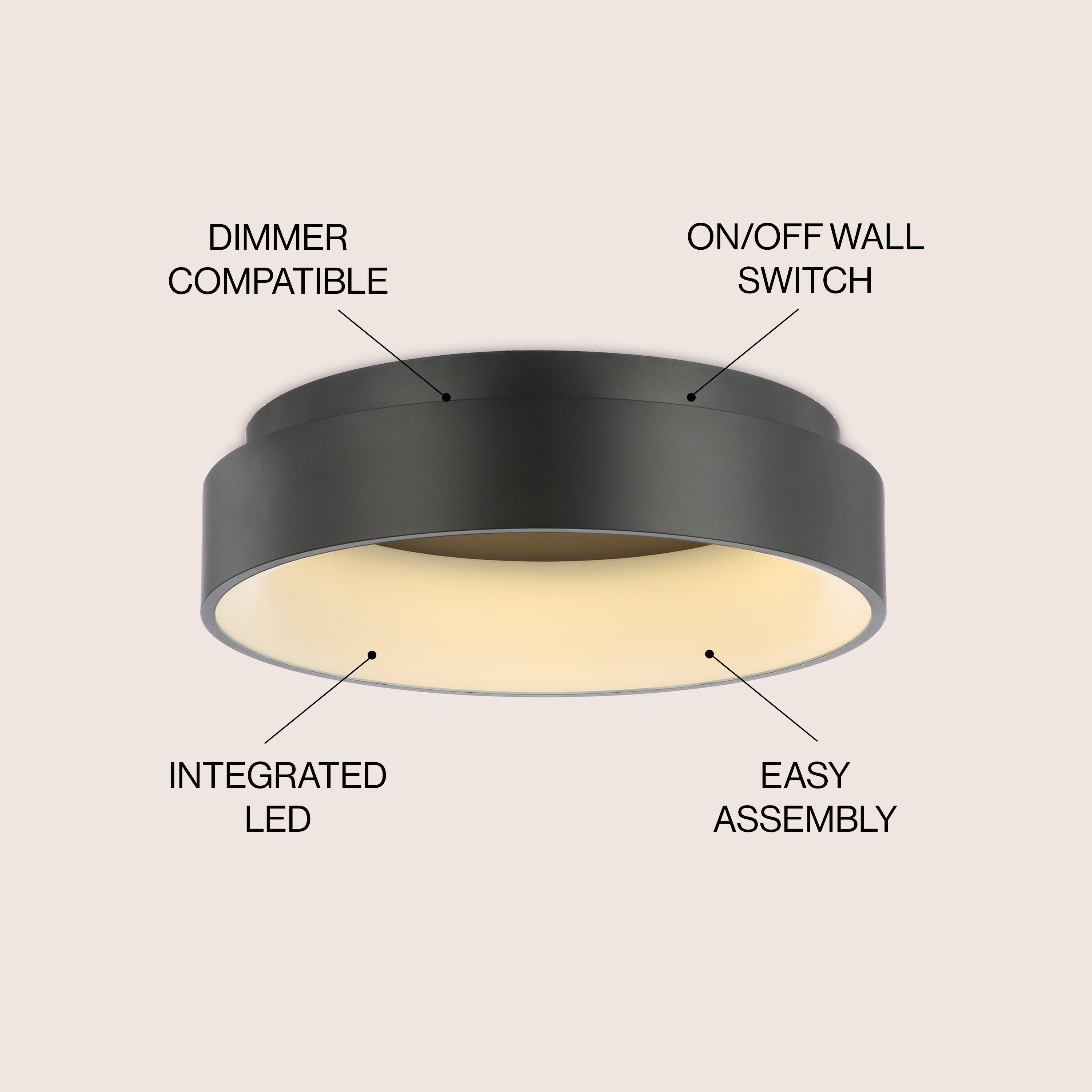 DIMMER COMPATIBLE  
ON/OFF WALL SWITCH  
INTEGRATED LED  
EASY ASSEMBLY