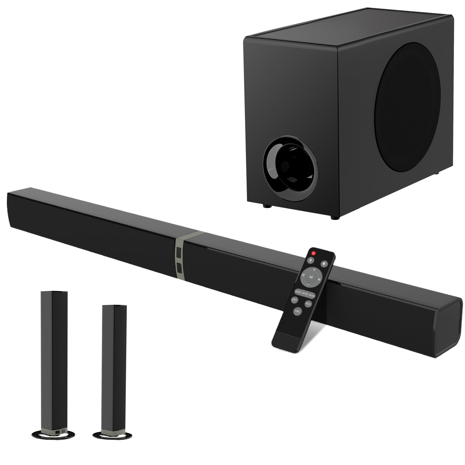 Front. Cedar Assembly - Soundbar With Subwoofer 120w Sound Bar Surround System For Smart Tv 5 3 Compatible Arc Aux Optical Immersive - Default.