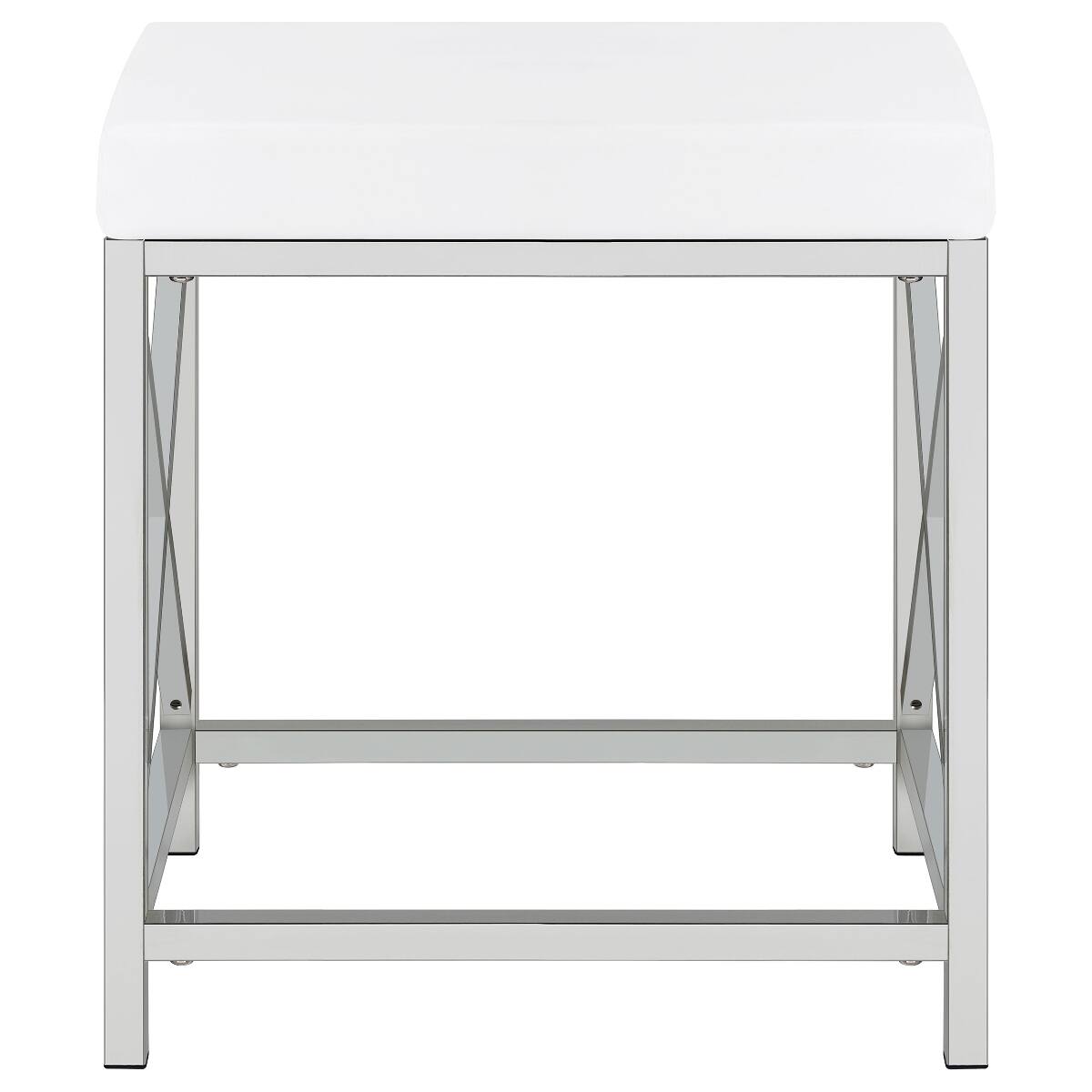 Alt View 8. Loheer - Loheer White Makeup Vanity Set with Mirror and Stool, Lighted Globe Mirror and Drawer - White.