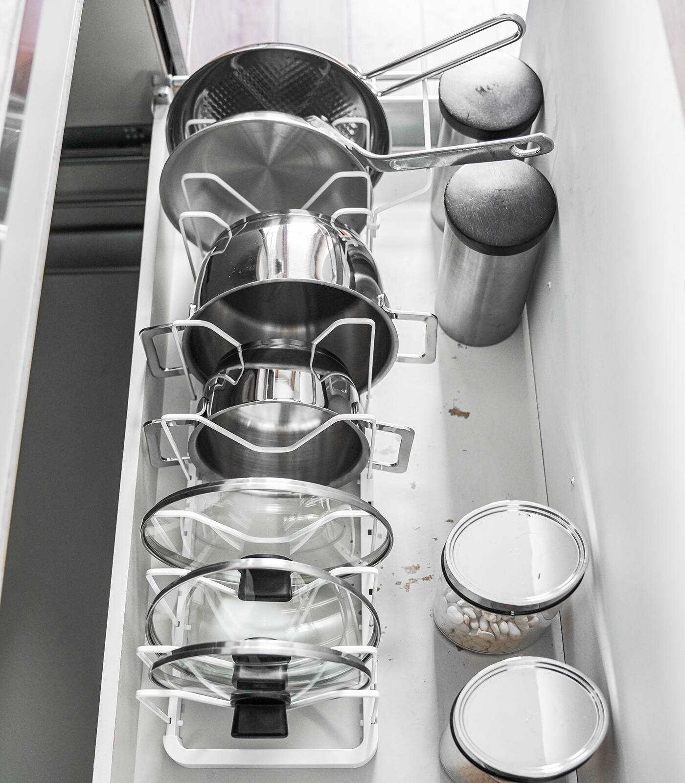 Alt View 2. Yamazaki Home - Adjustable Pot Lid Organizer.