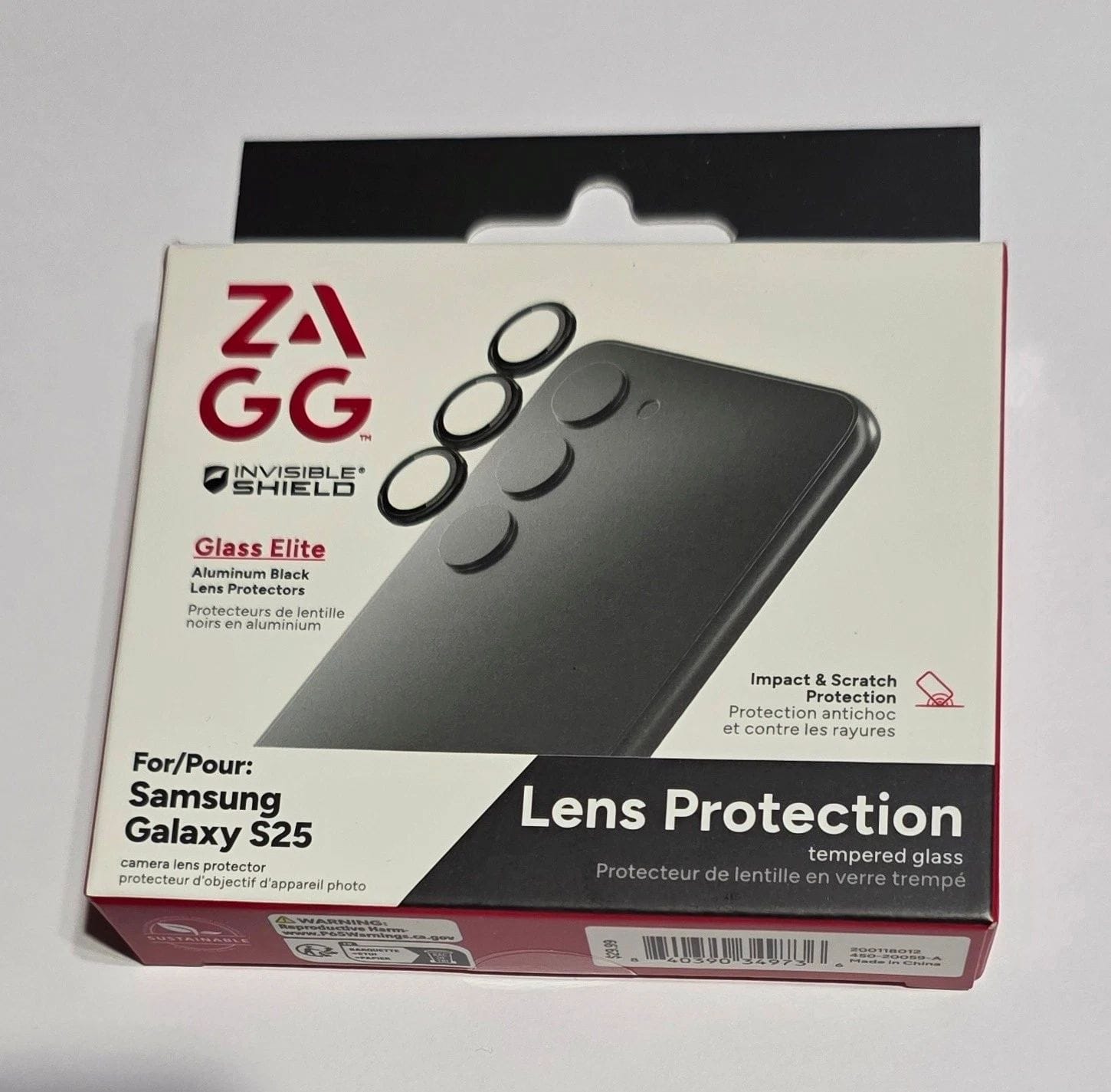 ZAGG - ZGGE-S25 Aluminum Black Lens Protect Glass Elite - Clear