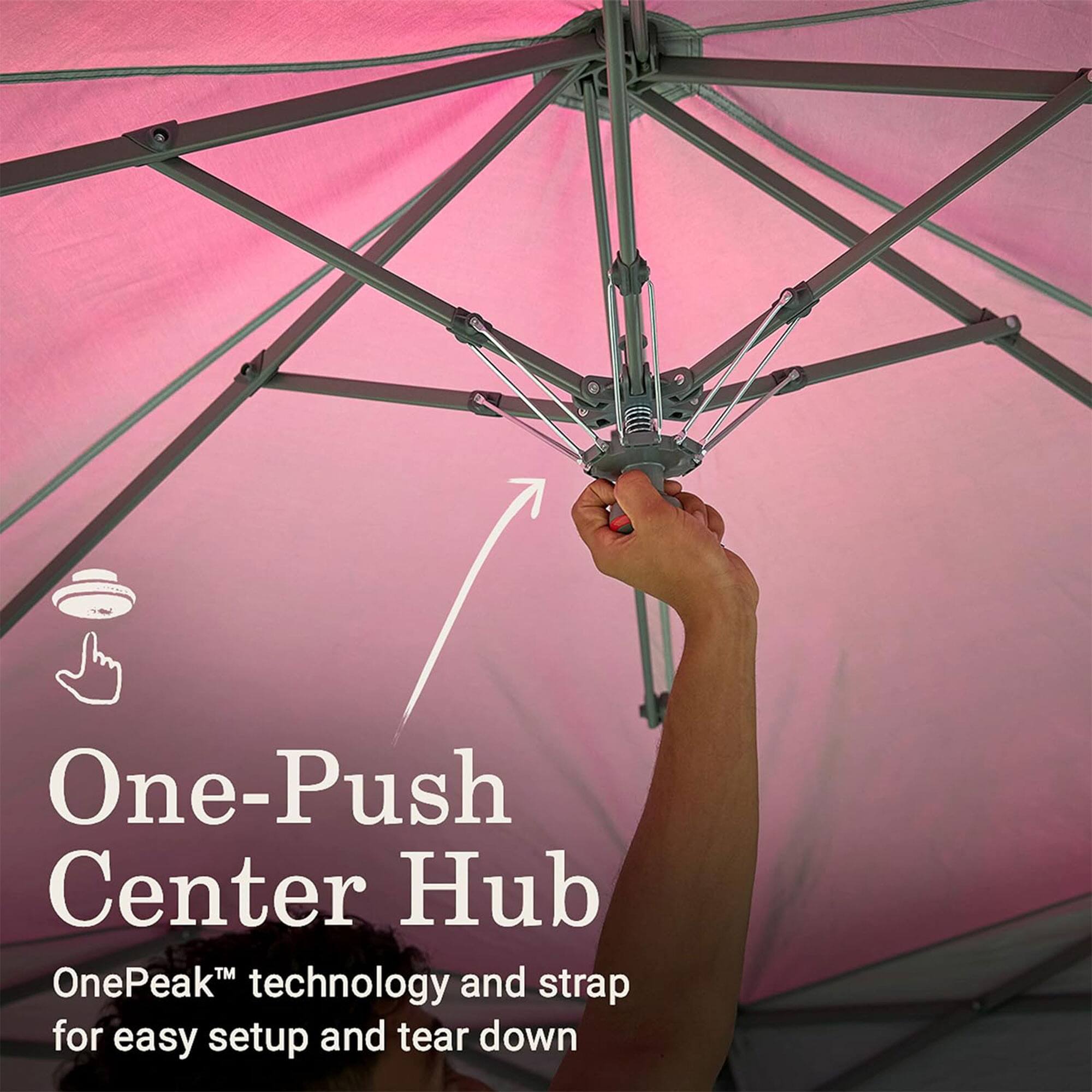 One-Push Center Hub  
OnePeak™ technology and strap for easy setup and tear down
