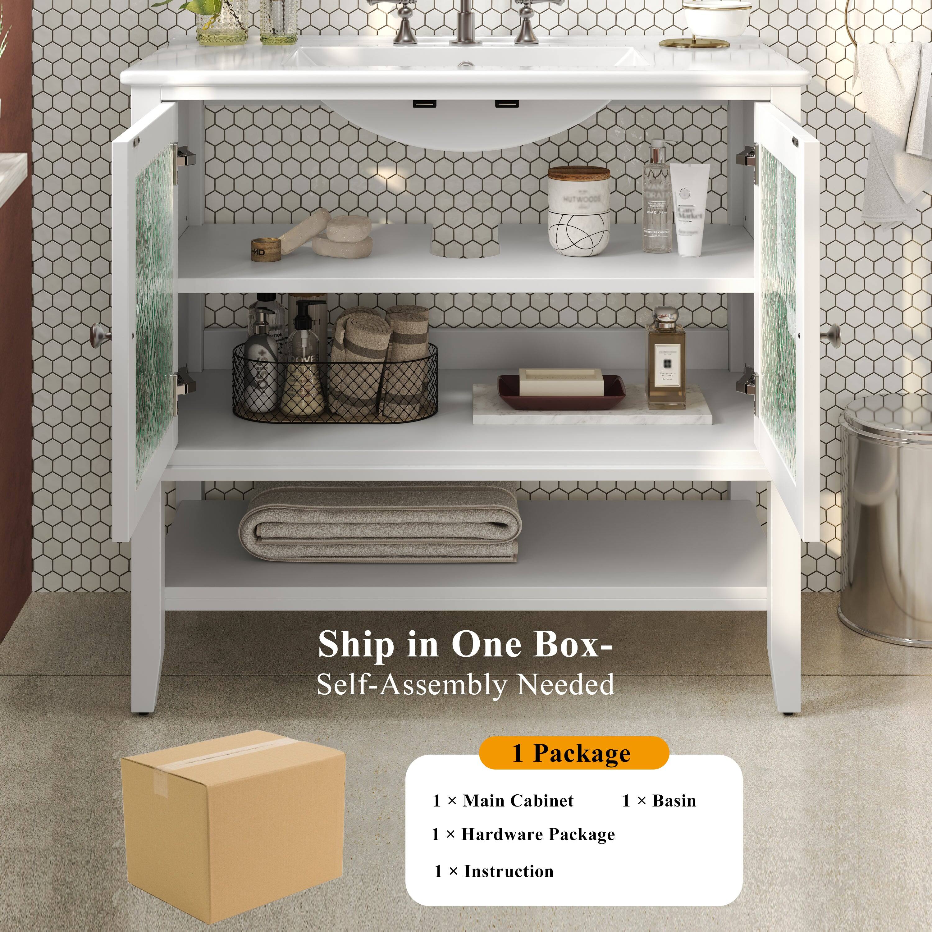Ship in One Box - Self-Assembly Needed

1 Package

1 x Main Cabinet  
1 x Basin  
1 x Hardware Package  
1 x Instruction