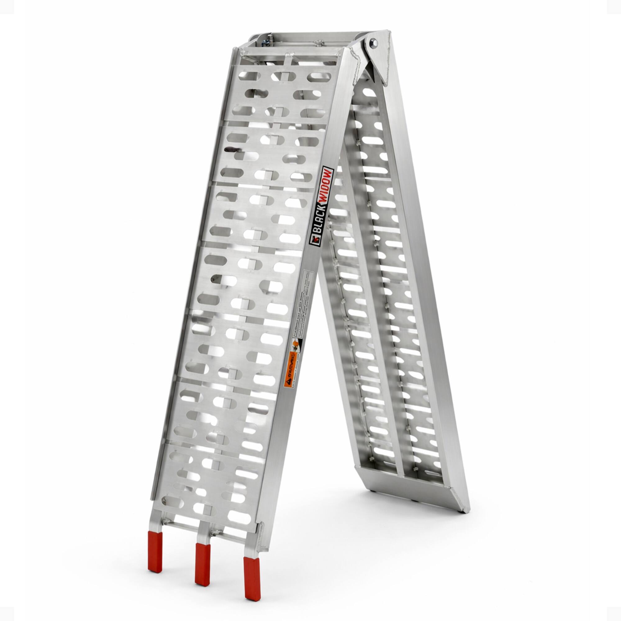 Black Widow - Aluminum Folding Motorcycle Ramp Arched Plate, Single Runner - Silver