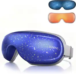 Renpho - Eye Massager with Heat and Cooling Voice Control, Migraine Relief Eye Mask for Migraines, Eye Care Reduce Dry Eyes - Blue