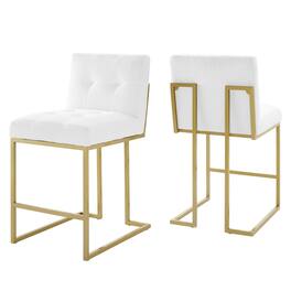 Privy Upholstered Fabric Counter Stool Set of 2 by Modway - White