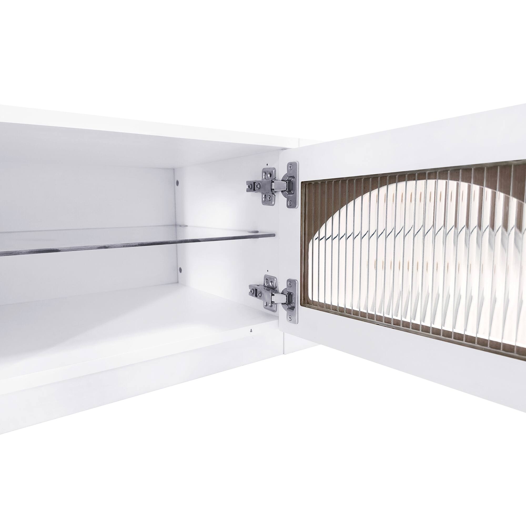 Alt View 6. Spaco - Spaco Luxurious TV Stand with Fluted Glass Doors and Tempered Glass Shelf, Media Console for 95 Inch TVs - White.