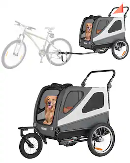 VEVOR - Dog Bike Trailer, Supports up to 100 lbs, 2-in-1 Pet Stroller Cart Bicycle Carrier for Small & Large Dogs
